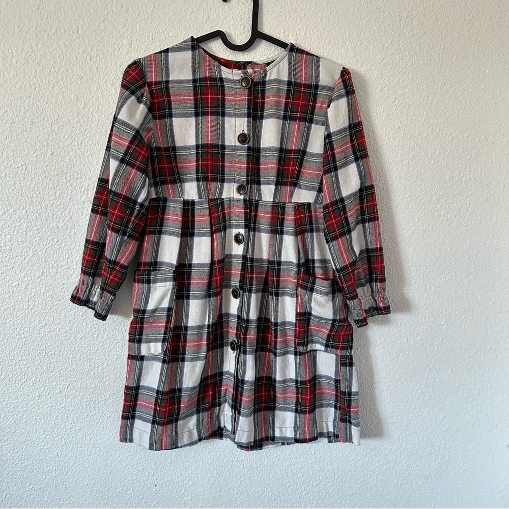 Zara girls winter collection plaid Christmas dress sz 10